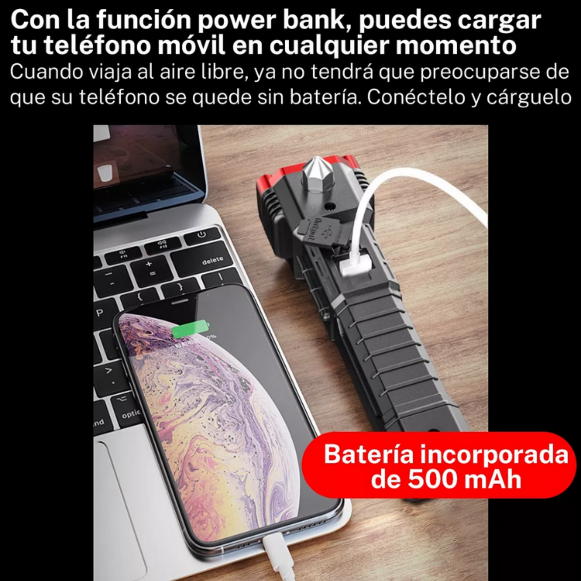 Linterna Martillo Powerbank Portatil