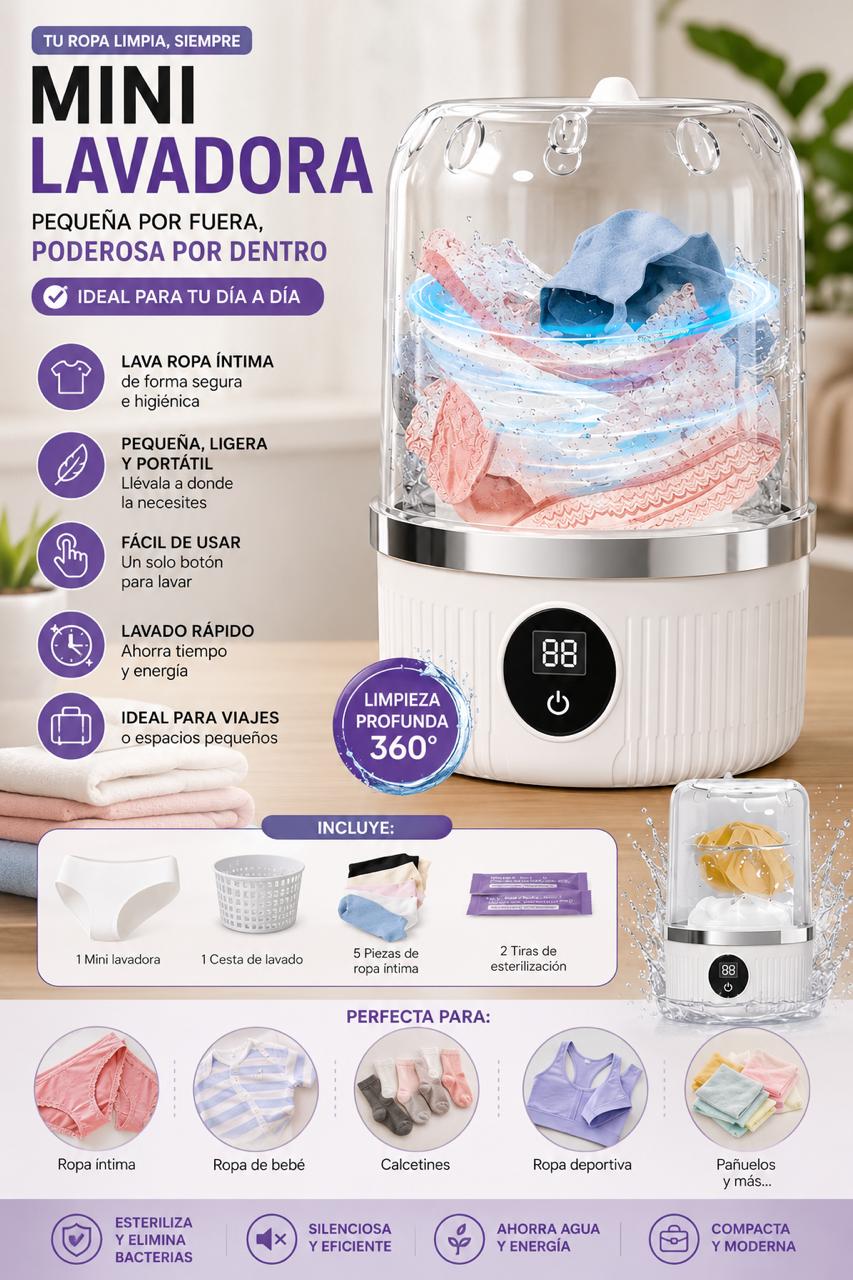 Mini Lavadora Portátil Para Ropa Interior